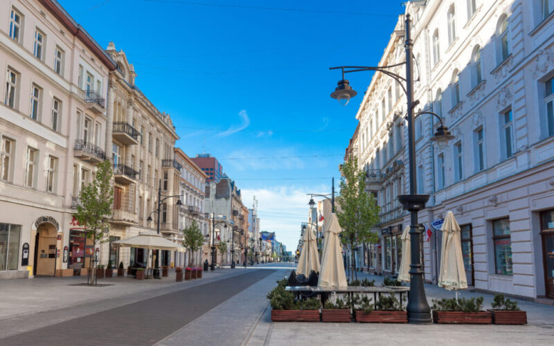 Charming view of Piotrkowska street worth seeing of Lodz city center